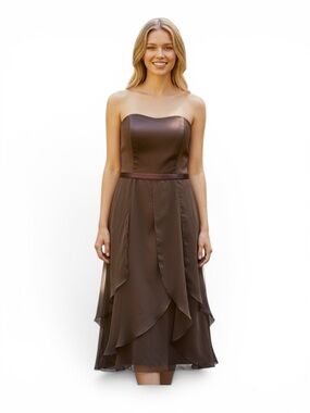 Flowy Strapless Dress Size 14 Brown